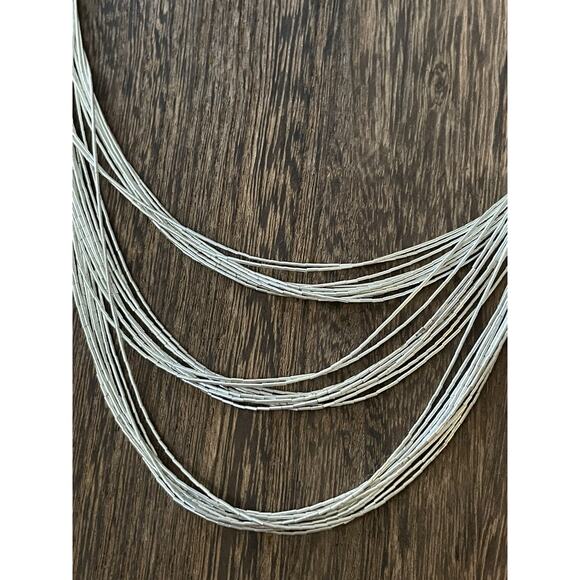 QT Southwest 30 Strand Liquid Sterling Silver Layered Necklace 18-21” Cones - Picture 7 of 9